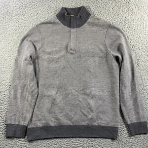 VINEYARD VINES 1/4 ZIP MERINO WOOL SWEATER MENS MEDIUM GRAY PULLOVER MOCK NECK